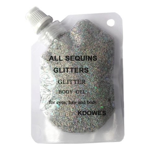 Body Glitter Gel 16 Color Sequins Glitter Gel Easy to Apply&Clean, Festival Glitter Christmas Makeup for Women Long Lasting Sparkling Suitable for Body, Face, Hair, Eyes Silver(Find Glitter)