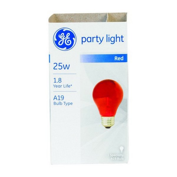 GE 49727 25-Watt A19 Party Light, 1 Pack, Red