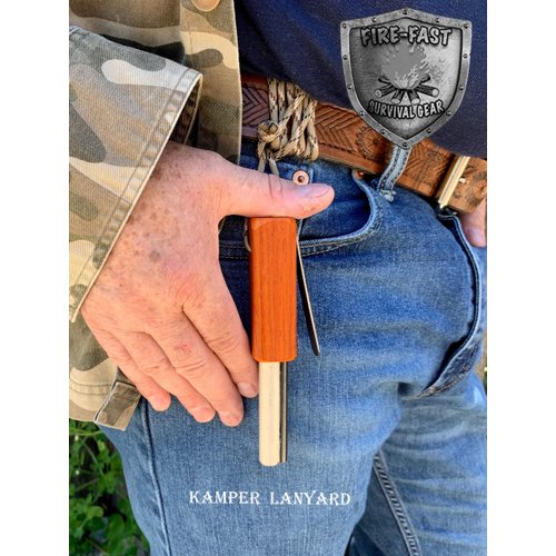 Fire Fast Kamper Lanyard. European Fire Steel Ferro Rod and Magnesium. Compact Durable Lite Weight Emergency Fire Starter for Camping, Backpacking, Hiking.