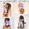 NAISKA Purple Hair Bow Clips for Women Silky Satin Bows Hair Clip Bowknot Hair Ribbons with Long Tail French Style Hair Barrettes Alligator Pins Hair Accessories for Teen Girls(2PCS)