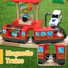 Battery Operated Train Set for Wooden Train Track (w/sound & Magnetic Connection), Powerful Engine Action Locomotive Train Set Fits Brio, Thomas, Chuggington Wooden Tracks, Train Toys for Toddlers 3Y+