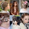 12 Pcs Glitter Rhinestone Flower Hair Clips and Barrettes - Claw Clips, Metal Clamps, and Hair Accessories for Girls, Women, Kids, and Teens (Pink & Blue)