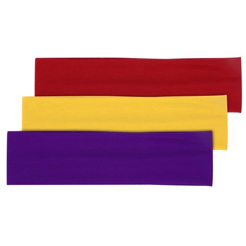 Yoga Headbands for Women, Non Slip Elastic Sweat Hairbands, Solid Color Head Accessories Headscarves Hair Hoop, Sweat-Absorbing Hairbands for Sports, Fitness, Running (Red + Yellow + Purple, One Size)