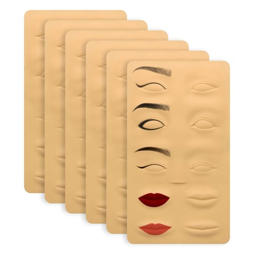 Pinkiou 6 PCS 3D Microblading Tattoo Practice Skin for Eyebrows Lips Permanent Cosmetic Makeup Training Fake Skin for Beginners and Experienced Tattoo Artists