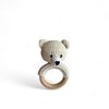 Generic Organic Cotton Handmade Crotchet Bear Rattle, Toy, teether and Pacifier Holder Baby Shower/Birthday Gift Set., Small, Beige