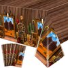Hegbolke 4 Pack Western Tablecloths - Western Cowboy Birthday Table Cover Wild West Theme Saloon Yeehaw Scene Setters Tablecloth for Western Theme Baby Shower Birthday Party, 86 x 51 Inch