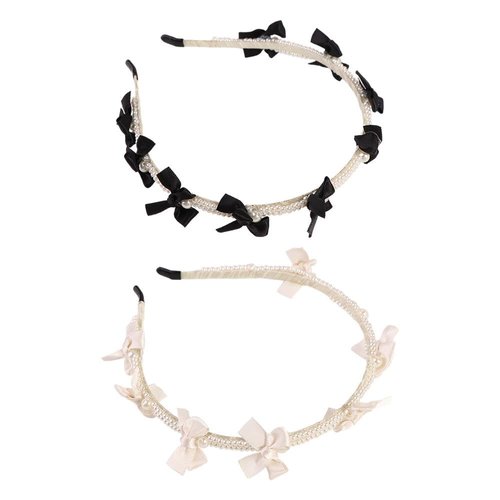 Hair Hoop 2PCS Elegant Pearl Hair Band for Women Sweet Bow Pearl Headband High Head Top Hair Hoops Head Band Lady Fashion Headwear Hair Accessories