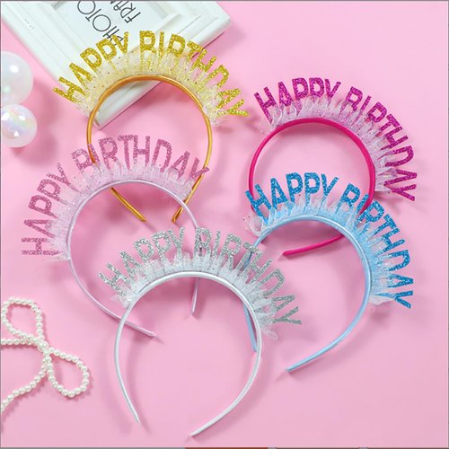 DIUEWOW 5PCS Birthday Headband for Women and Girls Glitter Birthday Crown Birthday Tiara Set Happy Birthday Hair Hoop Sweet Happy Birthday Accessories