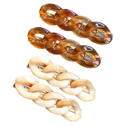 4Pcs Acrylic Hair Barrettes Chain Design Alligator Hair Clips Hairpin Hair Bangs Side Clip Hair Ornament Headdress for Women Girls Hair Accessories, 2 Colors
