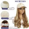 GUOJIAN Baseball Cap with Hair Extensions for Women Adjustable Hat with Synthetic Wavy Wig Attached 18inch Long Body Wave Hair (F27/613, 18Inch)