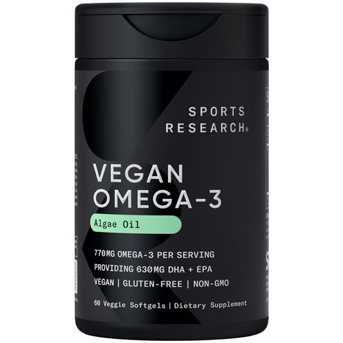 Sports Research Vegan Omega-3 Fish Oil Alternative from Algae Oil - Highest Levels of Vegan DHA &amp;...