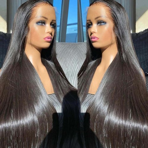 SUNKASA 13x6 HD Lace Front Wigs Human Hair 20 Inch Straight Frontal Wigs Human Hair Wigs Glueless Wigs Human Hair Pre Plucked with Baby Hair Natural Black 180 Density
