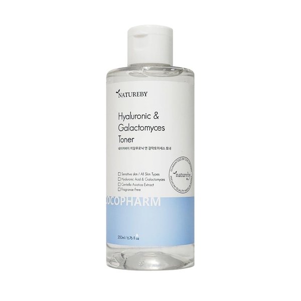 NATUREBY Hyaluronic Acid & Galactomyces Toner for Face, Korean Skin Care Facial Toner with Collagen and Centella Asiatica Extract, K-Beauty Product (Facial Toner 6.76 fl oz / 200ml)