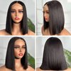 Bob Wig Human Hair 13x4 HD Lace Front Wigs Human Hair 180% Density Short Straight Bob Human Hair Wigs for Black Women Pre Plucked Glueless Frontal Lace Wigs Natural Black 12 inch