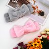 NYKKOLA 2 Pack Spa Headband,Bowknot Coral Fleece Elastic Headband With 2 Silicone Face Mask Brush,for Women Girls Washing Face Beauty Skincare And Sports. (Gray,Pink)