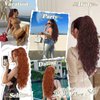 BARSDAR Drawstring Ponytail Extension - 26 Inch Long Curly Wavy Burgundy Ponytail Hair Extensions for Women - Drawstring Synthetic Clip in Ponytail Hairpieces Fake Pony Tail - Dark Burgundy