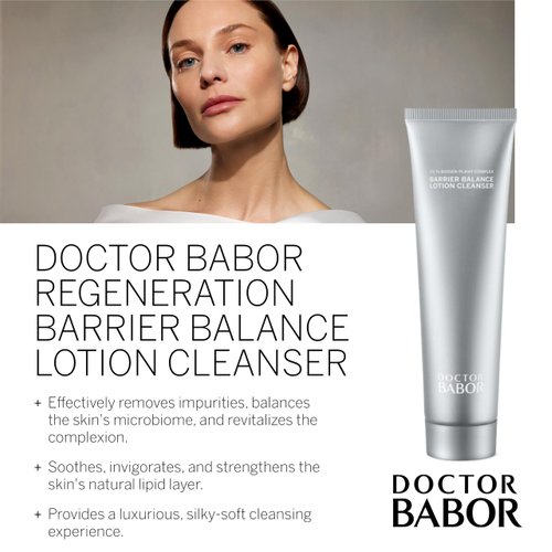 DOCTOR BABOR Regeneration Barrier Balance Lotion Cleanser, Gentle Daily Facial Cleanser, Cleanse and Balance the Skin, Strengthen and Revitalize Complexion, Hydrated Radiant Skin, 5.07 oz