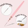 Keepzi Professional Detail Nail Art Paint Liner Brush Set, 5Pcs Small Polish Design Tech Nail Tip Fine Line Striping Brushes, 25/15/11/9/7Mm Skinny Long Bristle Nails Drawing Pincel Para Uñas, Pink