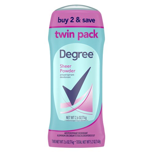 Degree Original Antiperspirant Deodorant 48-Hour Sweat And Odor Protection Sheer Powder Antiperspirant For Women 2.6 Ounce (Pack of 2)