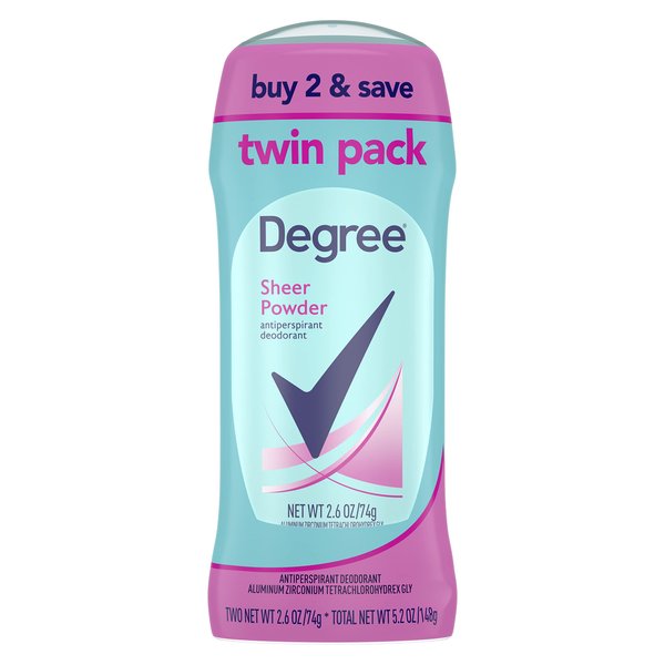 Degree Original Antiperspirant Deodorant 48-Hour Sweat And Odor Protection Sheer Powder Antiperspirant For Women 2.6 Ounce (Pack of 2)