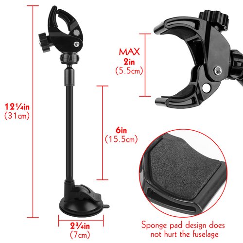 LUEXBOX Adjustable Hair Dryer Holder Stand, 360 Degree Rotation Blow Dryer Bracket with Positionable Arm and Suction Cup, Hands Free Hair Dryer Holder for Mirror and Ceramic Tile (Black 1Pack)