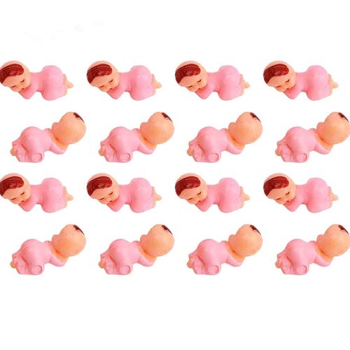 Mini Plastic Babies for Party Favor Decor Party Decorations Baby Shower Party Game Ice Cube Game (1" 60pcs, Pink)