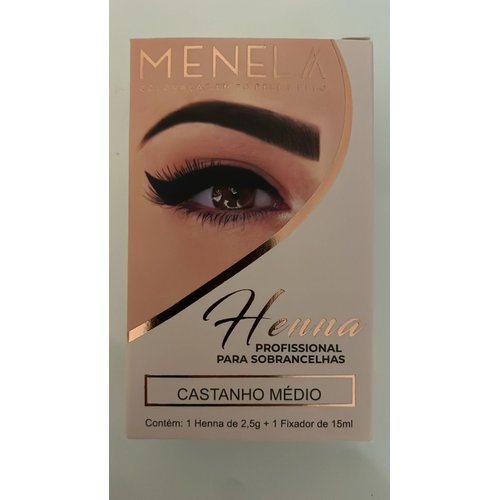 MENELA Eyebrow Henna Tint - Medium Brown Henna Brow Dye with Bamboo Extract for Enhanced, Natural-Looking Brows - 2.5g Henna Powder & 15ml Fixer - Eyebrow Tint Kit