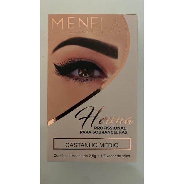 MENELA Eyebrow Henna Tint - Medium Brown Henna Brow Dye with Bamboo Extract for Enhanced, Natural-Looking Brows - 2.5g Henna Powder & 15ml Fixer - Eyebrow Tint Kit