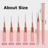 Keepzi Professional Detail Nail Art Paint Liner Brush Set, 5Pcs Small Polish Design Tech Nail Tip Fine Line Striping Brushes, 25/15/11/9/7Mm Skinny Long Bristle Nails Drawing Pincel Para Uñas, Pink