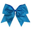 Glitter Cheer Bows - Cheerleading Softball Gifts for Girls and Women Team Bow with Ponytail Holder Complete your Cheerleader Outfit Uniform Strong Hair Ties Bands Elastics by Kenz Laurenz (1) (Teal)