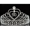 50-Year-Old Fifty Years Old Number 50 Birthday Party Austrian Rhinestone Crystal Tiara Crown With Hair Combs Cake Topper Queen Jewelry T803 Silver