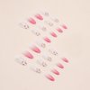 24Pcs Almond Press on Nails Medium Cute Flowers Fake Nails Spring Pink Gradient False Nails Glossy Full Cover Acrylic Nails Reusable Natural Stick on Nails with Glue for Women DIY Manicure Decoration