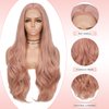 Lady Miranda 26 Inch 13×3 Ash Pink Synthetic Lace Front Wig HD Lace Front Wigs 180% Density Synthetic Lace Front Wigs Pre Plucked Natural Lace Front Wigs Synthetic Hair For Women (26 Inch, Ash Pink)