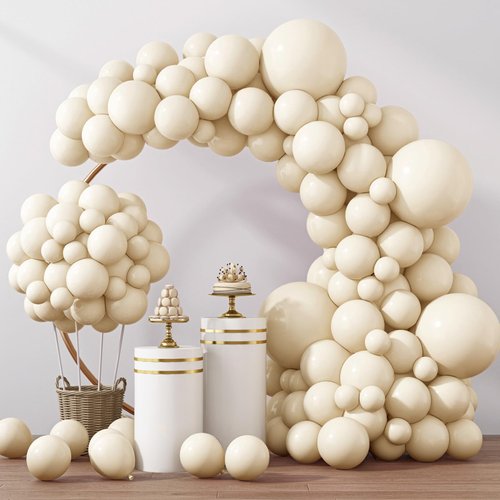 RUBFAC 129pcs Ivory white Balloons Different Sizes 18 12 10 5 Inch Latex Balloon Garland Arch for Party Decoration Birthday Gender Reveal Wedding Anniversary Baby Shower Party Supplies