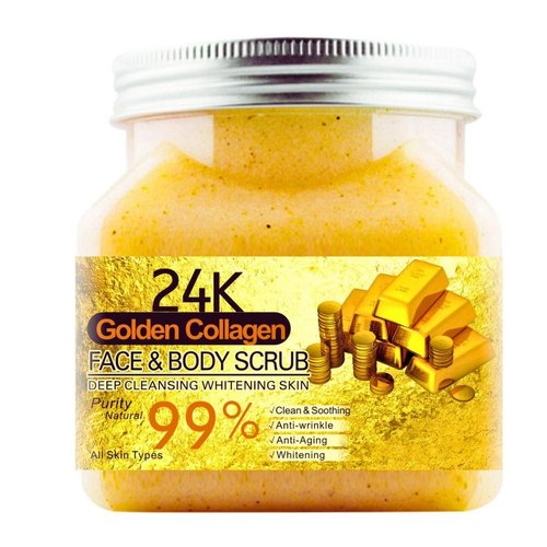 Nielies Lavender Body Scrubs 18 Oz- Exfoliating Body Scrub with Dead Sea Salt, Argan Oil and Vitamic C-Sugar Scrub for Body, Face-Body Scrubs for Women, 2023 Christmas Gift (24 K Gold)