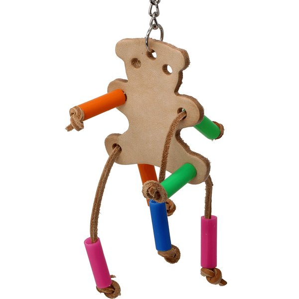 Bonka Bird Toys 988 Teddy Bear Leather Bird Toy Parrot Cage Toys Cages Budgie Cockatiel Conure