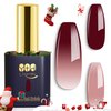 YTD Likomey Color Changing Gel Nail Polish,15ml Translucent Nude Pink Burgundy Red Mood Temperature Change Color Christmas Winter Ombre Thermal Salon Home Nail Art Manicure UV Nail Gel Varnish,WB08
