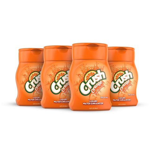Crush, Orange, Liquid Water Enhancer – New, Better Taste! (4 Bottles, Makes 96 Flavored Water Drinks) – Sugar Free, Zero Calorie