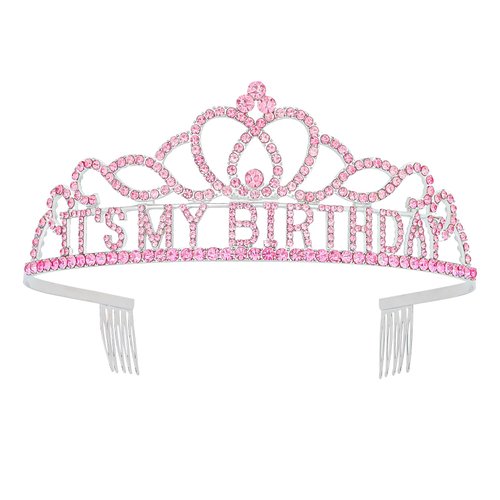 ACO-UINT Pink Birthday Crown for Women, Happy Birthday Headband It's My Birthday Crown, Birthday Girl Crown Birthday Queen Tiara Birthday Decorations Birthday Gifts