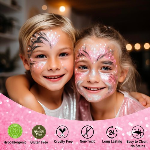CCbeauty Pink Body Glitter,Face Glitter Gel,Singer Concerts Music Festival Rave Accessories,Sequins Glitter Face Paint,Chunky Glitter for Eye Lip Hair,Sparkling Holographic Gel for Women,50ml