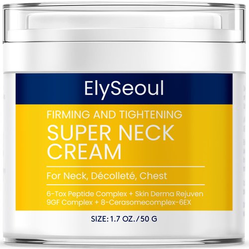 ElySeoul Korean Neck Cream for Firming & Tightening: Neck & Chest Anti-Aging Treatment for Crepey Sagging Skin & Wrinkles - Women & Men Turkey Neck Perfecting, 1.7 oz