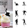Black Glitter Halloween Zombie Dessert Cupcake Topper Fantasy Horror Theme Decor Supplies Boys Girls Woman Man Happy Birthday Party Decorations