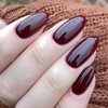 GLAMERMAID Press on Nail Medium Almond, Christmas Handmade Gothic Burgundy Jelly Gel Glue on Nail, 24Pcs Glossy Short Stiletto Reusable UV Finish Fake Nail Acrylic False Nails Manicure Kits for Women