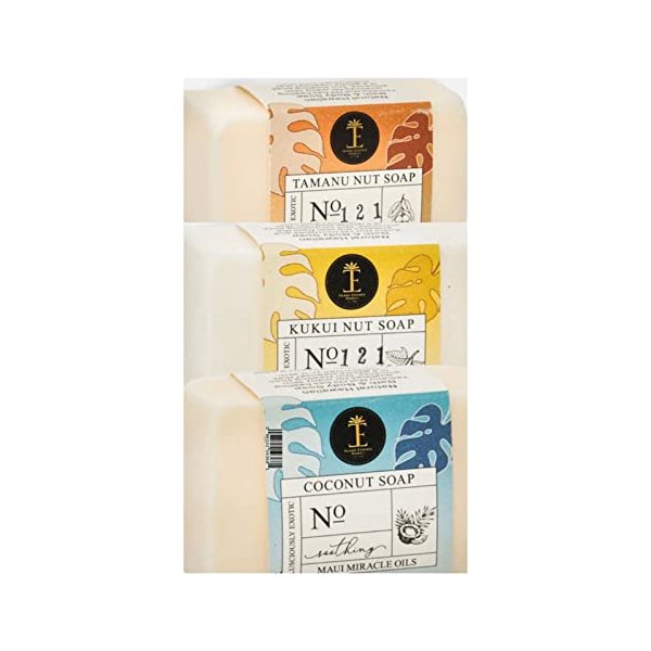 Island Essence Maui Miracle Oil Soap Bar (Tamanu-Coconut-Kukui 3 Pack)