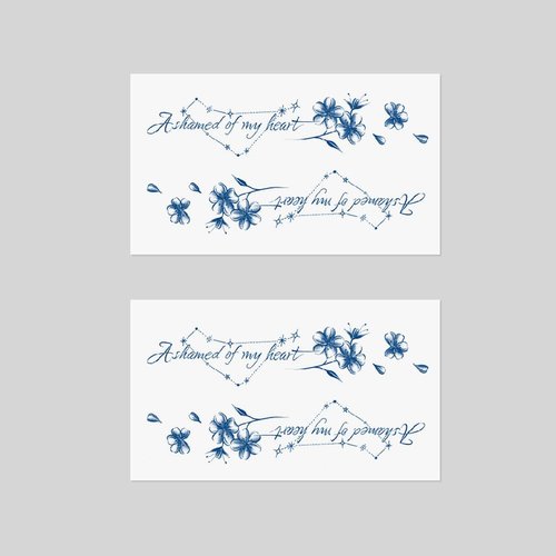 Oottati 2 Sheets Tiny Fake Semi Permanent Waterproof Temporary Tattoos Stickers 100% Plant-Based Ink Realistic English Inspirational Quotes Words Ashamed of my heart Plum blossom
