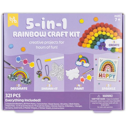 Little Yellow Bicycle: 5-in-1 Rainbow Craft Kit - Multi-Project Colorful-Themed DIY Craft Set, All-in-1, Create-Build-Paint-Discover-Scratch, Kids 7+