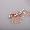 Hair Vine for Women Bridal Hair Comb for Bride Pearls Crystal Hair Comb Slide ROSE GOLD