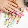 LOVFUL Handmade Press on Nails with Lovkashi Flower Design | Colorful Acrylic Stick On Nails | Reusable Full Cover Nails| 2.16in Long Square | H65 (M)