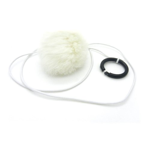 Kats'N Us Bouncy Ball Rabbit Fur String Cat Toy White