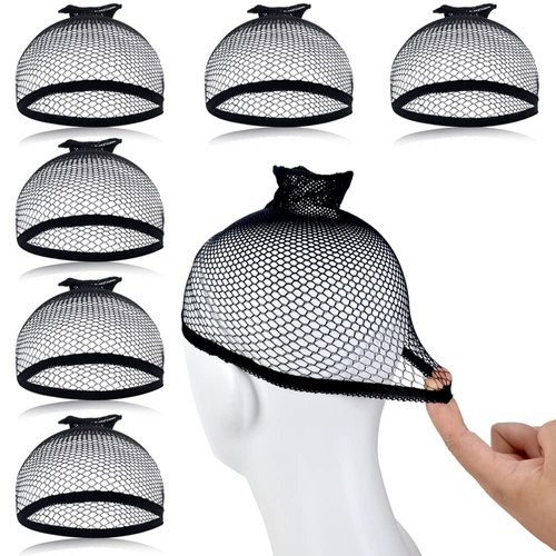 Wig Caps LALASAM 6pcs Breathable Black Mesh Net Wig Caps Weaving Hair Net for Wig Close End Fishnet Wig Cap